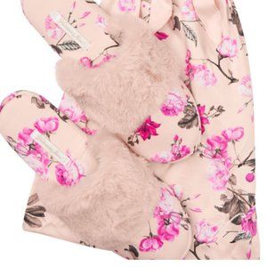 New Victoria's Secret Pink Floral Satin Faux Fur Slippers + Dust Bag Sz L 9/10